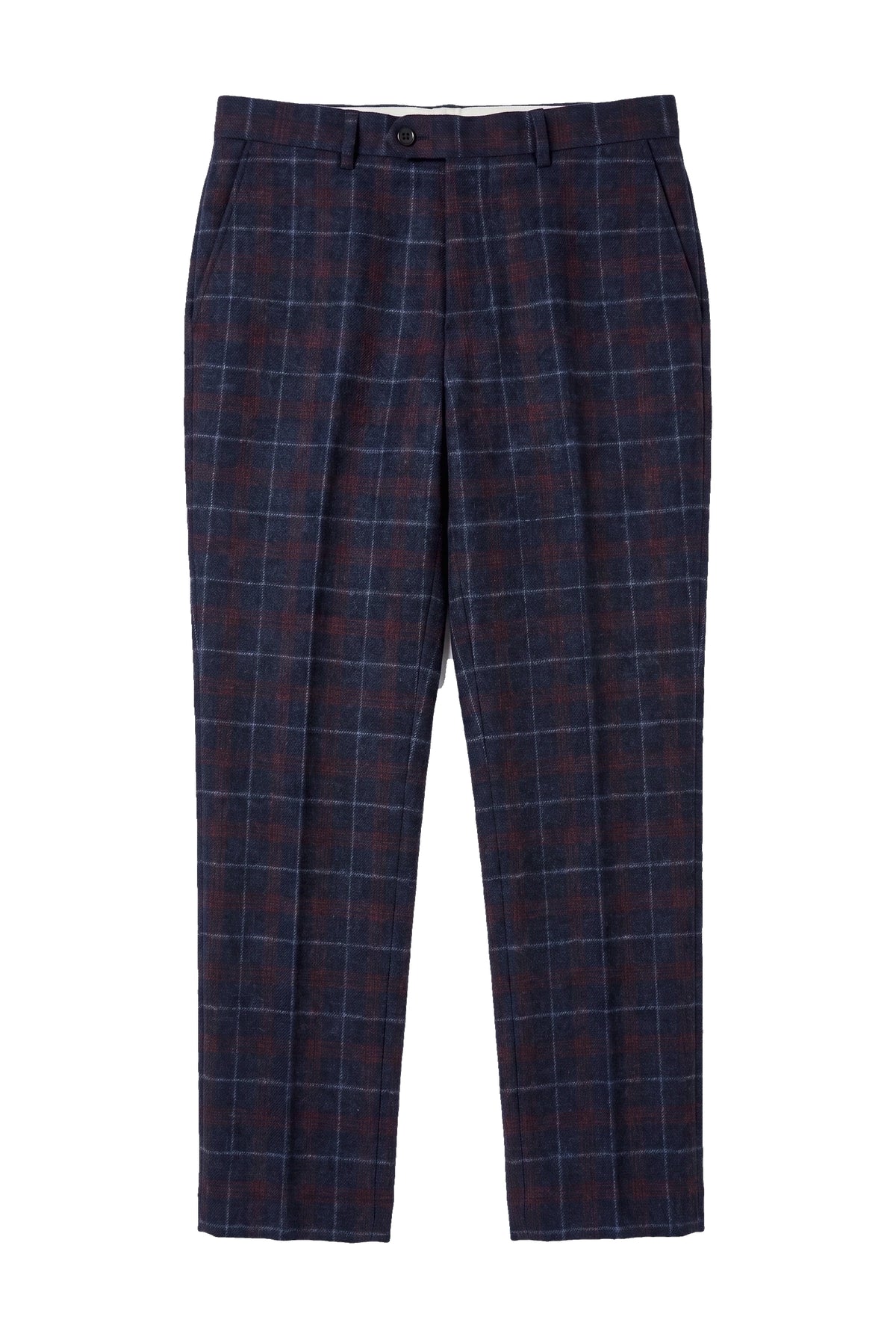 Kenneth - Men's Navy Tweed Check Trousers