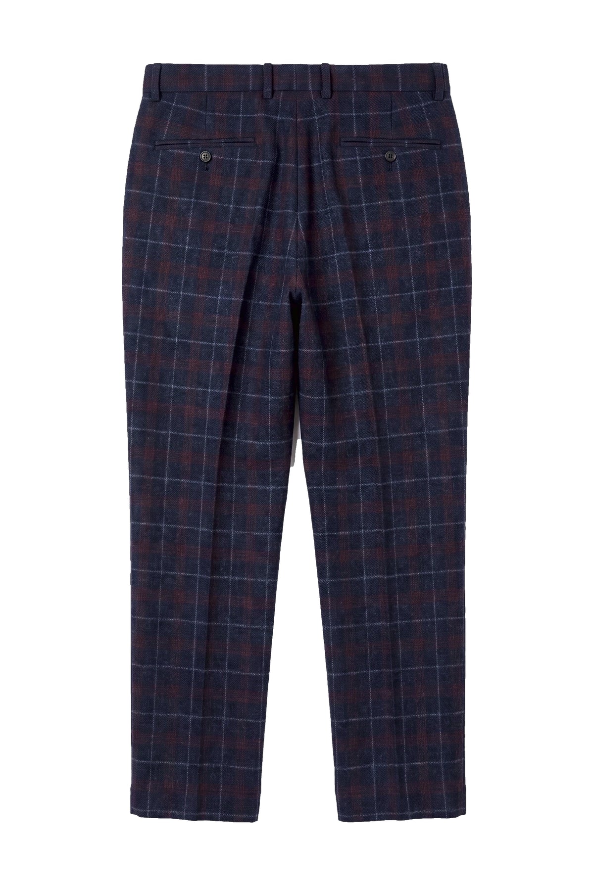 Kenneth - Men's Navy Tweed Check Trousers