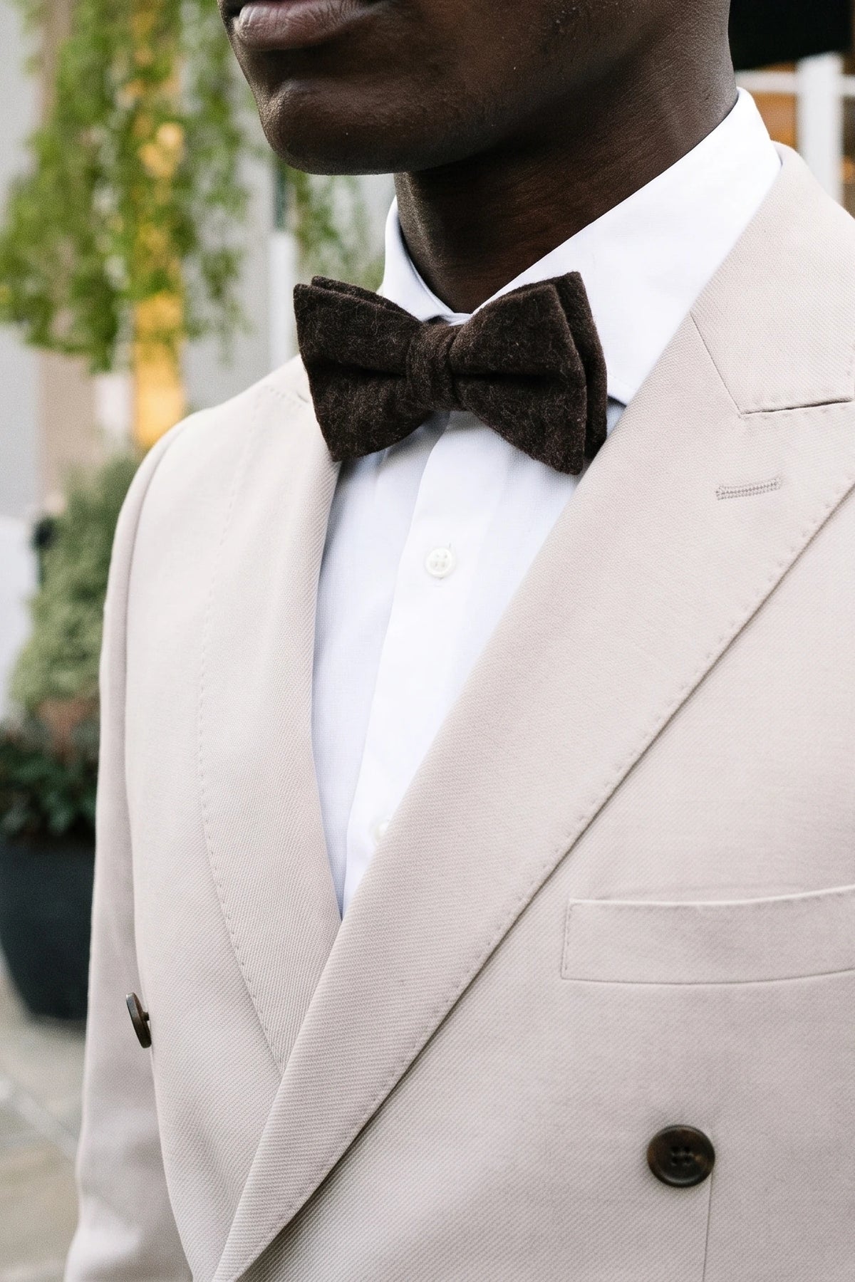 Men’s Dark Brown Tweed Wool Blend Bow Tie