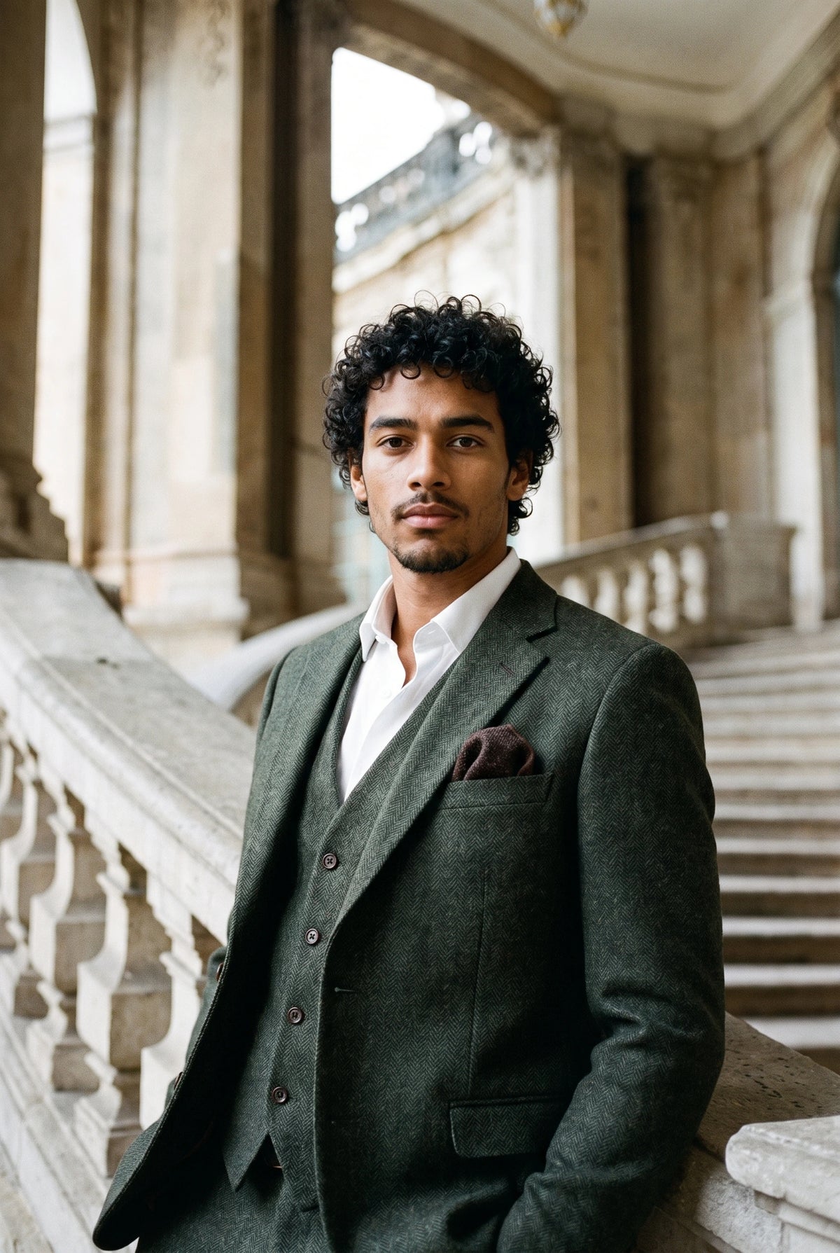 Men’s Dark Brown Tweed Wool Blend Pocket Square