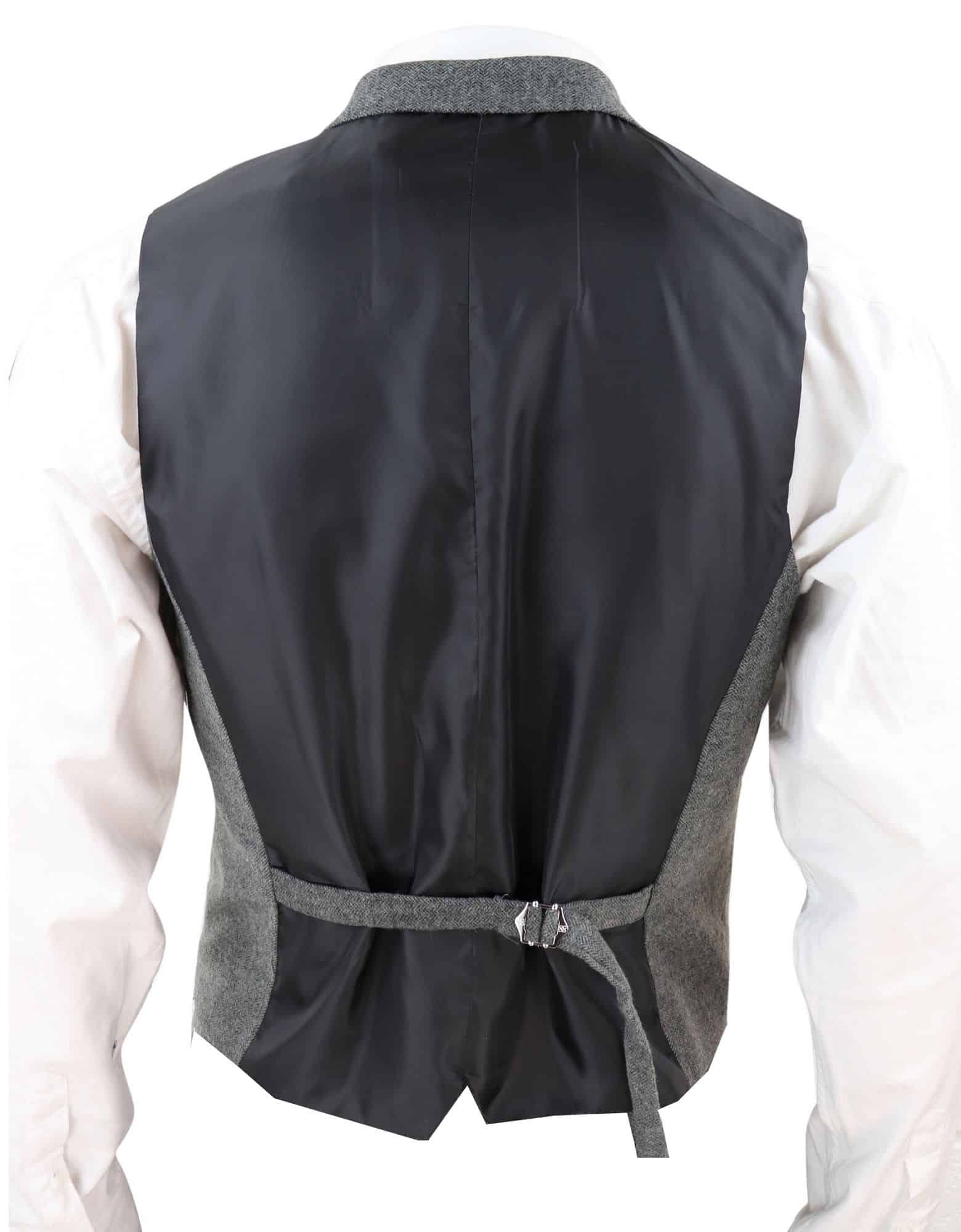 Mens Dark Grey Herringbone Tweed Waistcoat