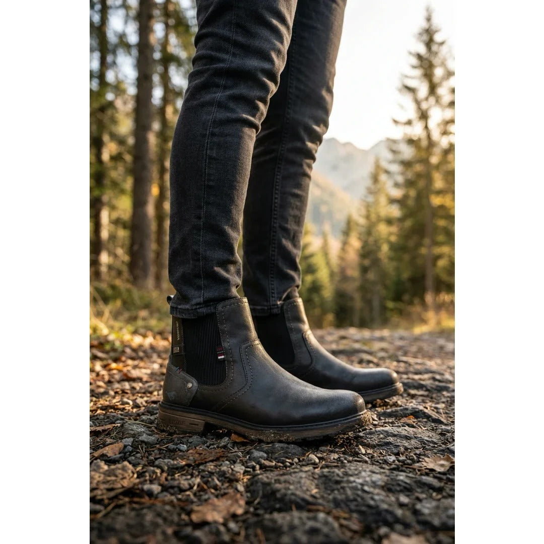 Men's Dark Grey Water-Resistant Chelsea Ankle Boots