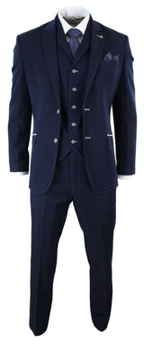 Mens Denim-Blue 3 Piece Suit