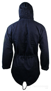 Mens Denim Overcoat Hooded Jeans Jacket Fleece Lined 3/4 Trench Duffle