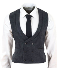 Mens Double Breasted Tweed Waistcoat