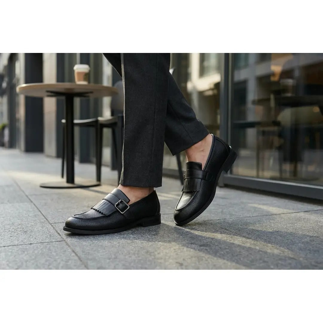 Men's Fringe Monk Strap Slip-On Loafers