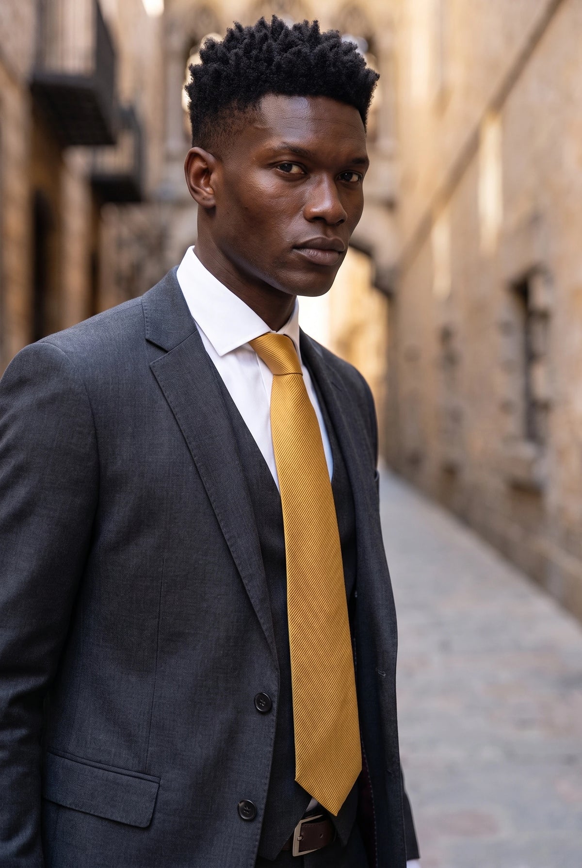 Men’s Gold Slim Solid Colour Tie