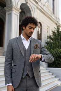 Men’s Gold Tweed Wool Blend Pocket Square