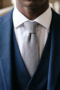 Men’s Grey Knitted Solid Colour Tie