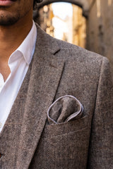 Men’s Grey Tweed Wool Blend Pocket Square