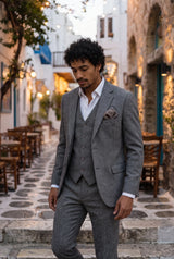 Men’s Grey Tweed Wool Blend Pocket Square