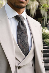 Men’s Grey Wool Blend Tweed Tie
