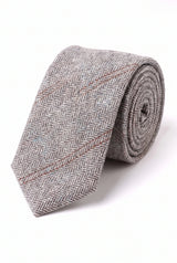 Men’s Grey Wool Tweed Herringbone Check Tie
