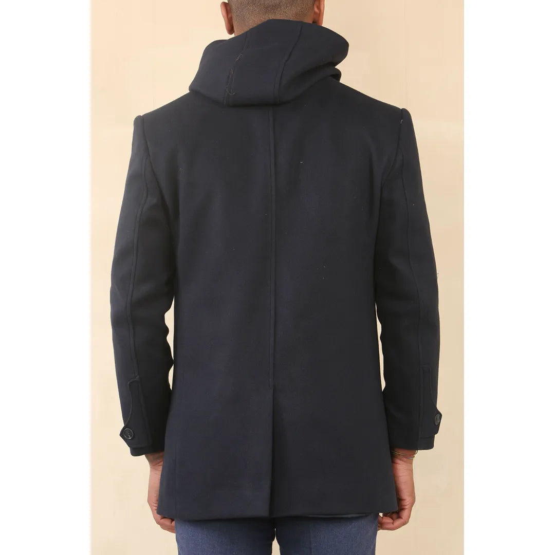 Men's Hooded Wool Blend Classic Overcoat