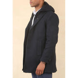 Men's Hooded Wool Blend Classic Overcoat