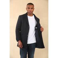 Men's Hooded Wool Blend Classic Overcoat