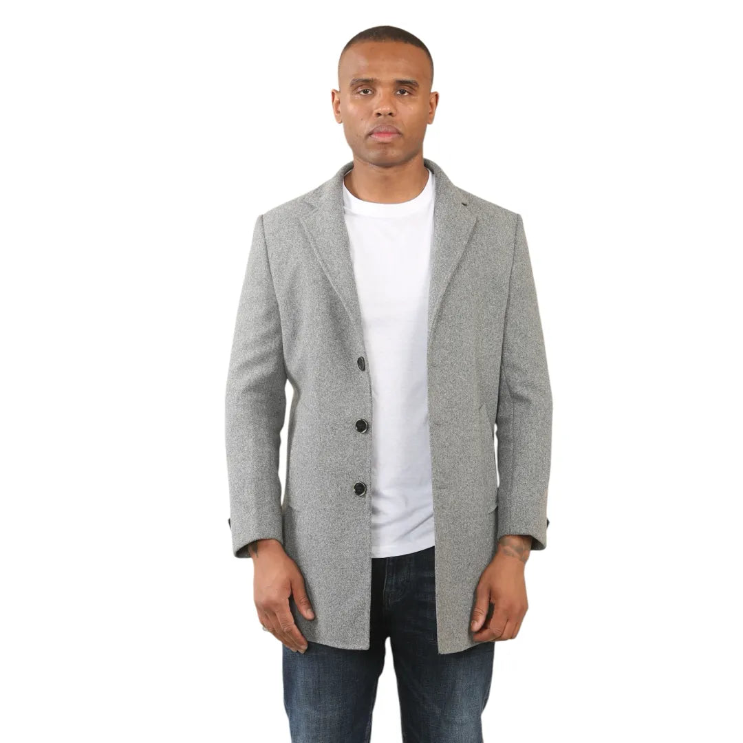 Men's Hooded Wool Blend Classic Overcoat