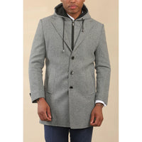 Men's Hooded Wool Blend Classic Overcoat