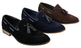 Mens Italian Slip On Driving Shoes Loafers Tassle Suede Leather Blue Black Brown