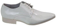 Mens Laced Smart Leather Lined Shoes Party Wedding Italian Pointed Patent Shiny