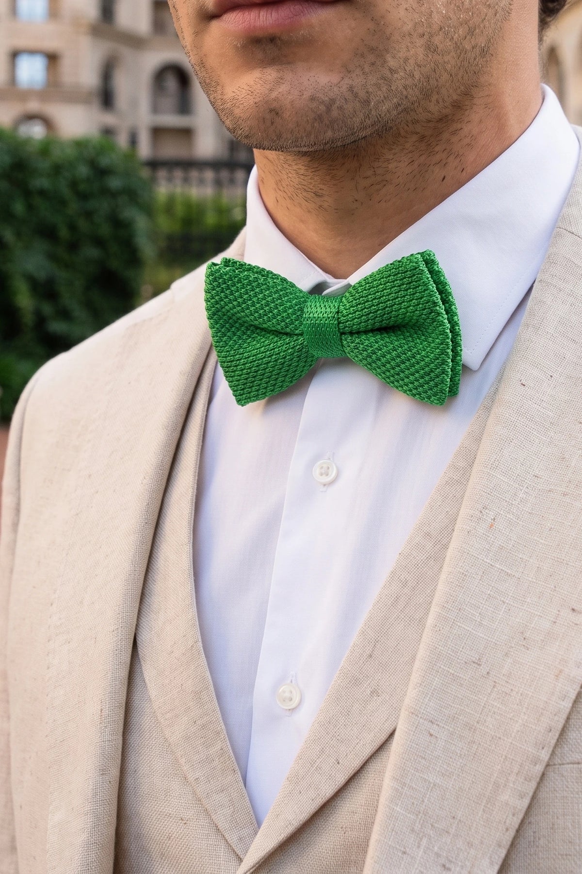 Men’s Light Green Knitted Bow Tie