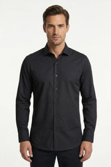 Men's Long Sleeve Button-Down Dress Shirt - Black