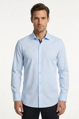 Men's Long Sleeve Button-Down Dress Shirt - Blue