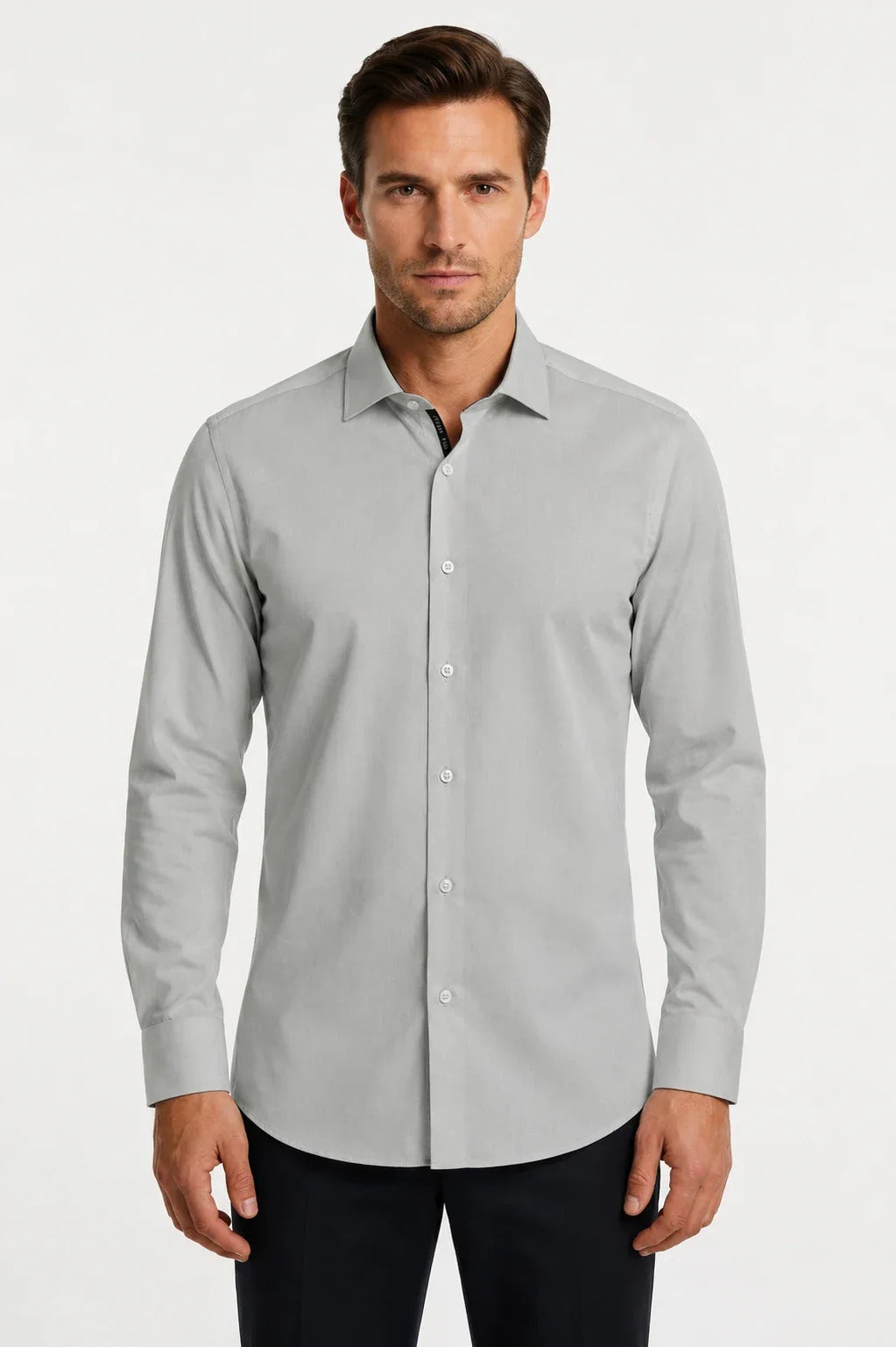 Men's Long Sleeve Button-Down Dress Shirt - Grey