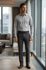 Men's Long Sleeve Button-Down Dress Shirt - Grey
