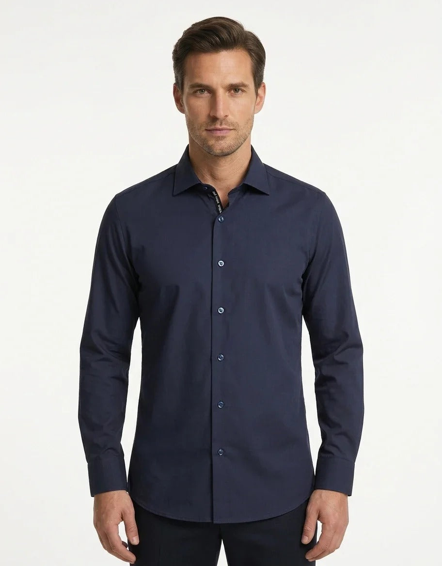 Men's Long Sleeve Button-Down Dress Shirt - Navy