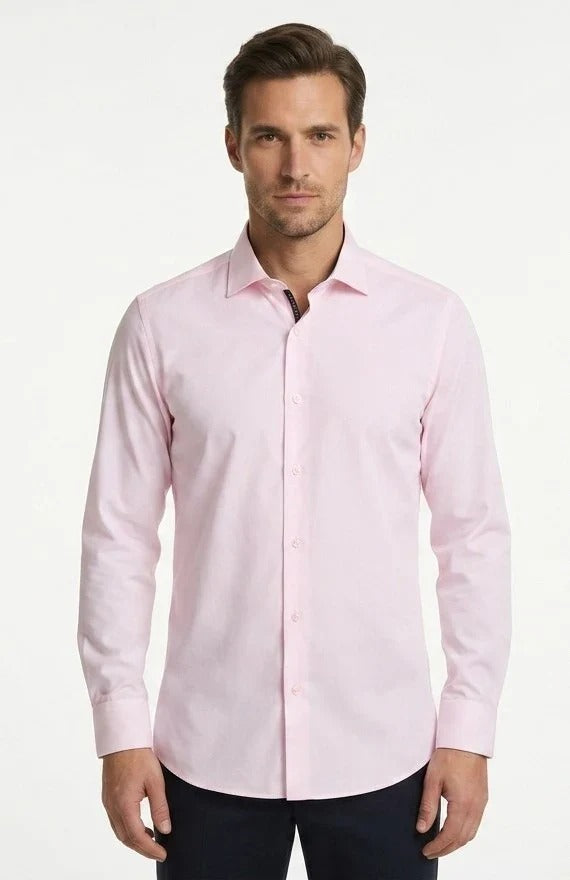 Men's Long Sleeve Button-Down Dress Shirt - Pink