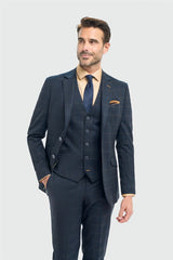 Men's Navy Check Tailored Fit Blazer