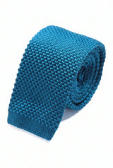 Men’s Navy Knitted Tie with Flat Square End