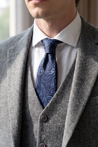 Men’s Navy Paisley Patterned Tie