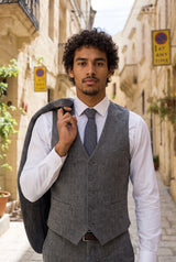 Men’s Navy Wool Blend Tweed Tie