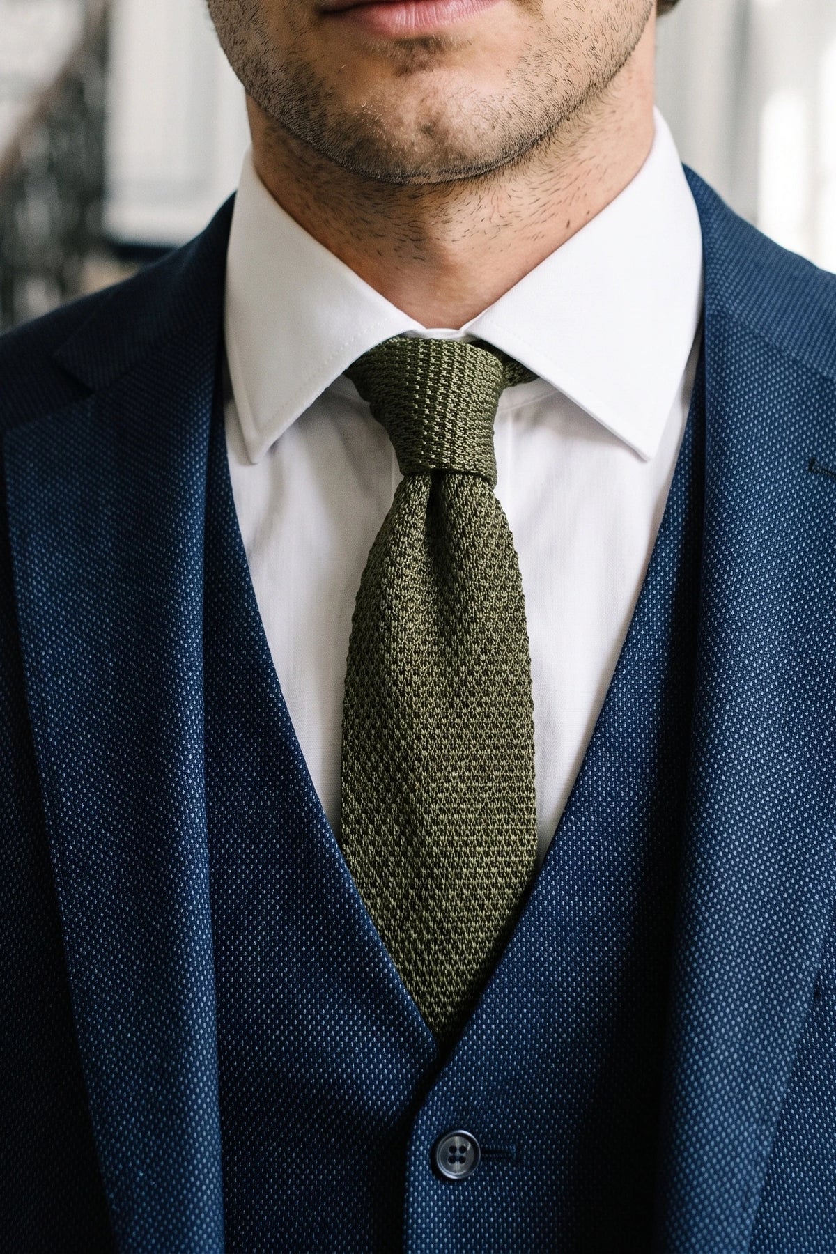 Men’s Olive Green Knitted Tie