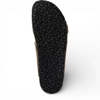 Men's Olive Green Leather Slip-On Footbed Slipper Sandals