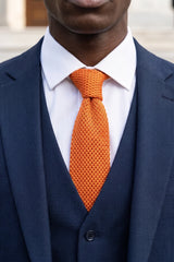 Men’s Orange Knitted Polyester Tie