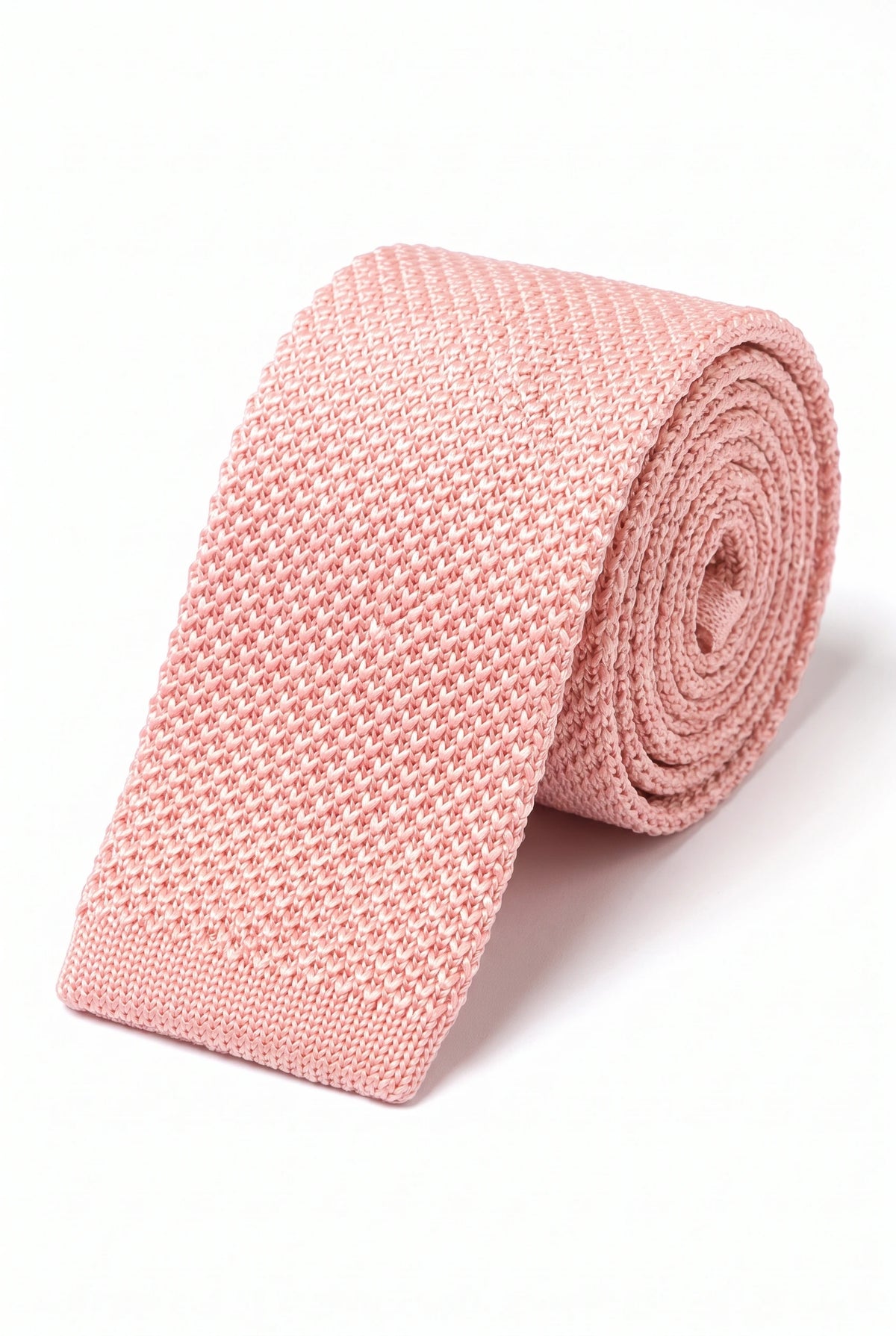 Men’s Pink Knitted Tie with Flat Square End