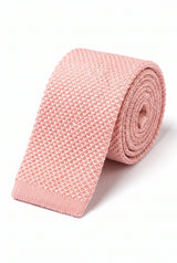 Men’s Pink Knitted Tie with Flat Square End