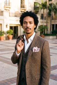 Men’s Pink Tweed Wool Blend Pocket Square