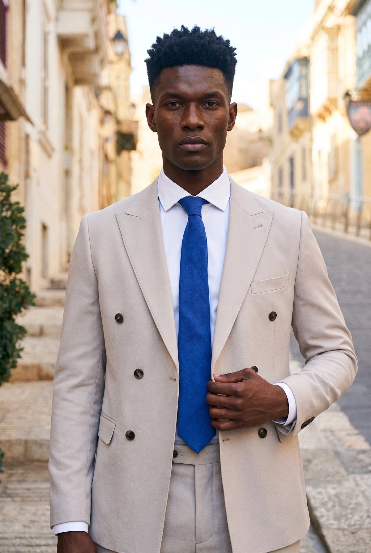 Men’s Royal Blue Suede-Finish Tie
