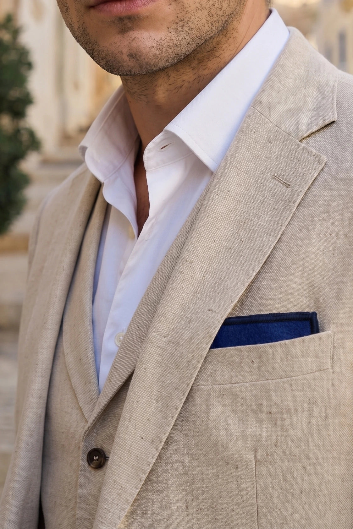 Men’s Royal Blue Tweed Wool Blend Pocket Square