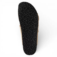 Men's Sand Beige Leather Slip-On Footbed Slipper Sandals