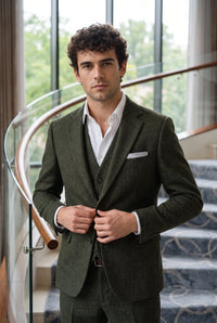 Men’s Silver Tweed Wool Blend Pocket Square