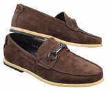 Mens Slip On Buckle Horsebit Driving Shoes Loafers Retro Smart Casual Suede