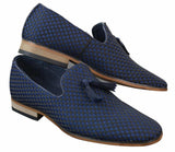 Mens Slip On Tassle Driving Shoes Smart Casual Retro Navy Blue Black Leather Lined