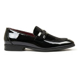 Men's Slip On Vegan Leather Velvet Detailed Patent Loafers