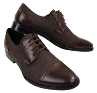 Mens Smart Casual Laced Tweed & Leather Laced Shoes Vintage Retro