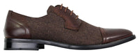Mens Smart Casual Laced Tweed & Leather Laced Shoes Vintage Retro